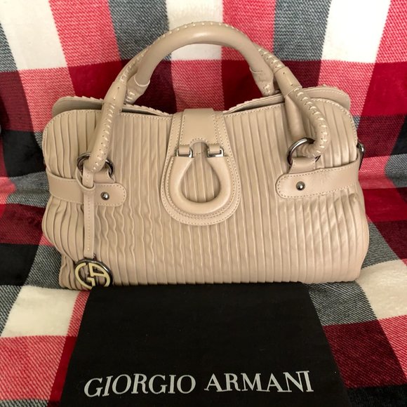 Giorgio Armani Pleated Leather Handbag - Picture 9 of 16